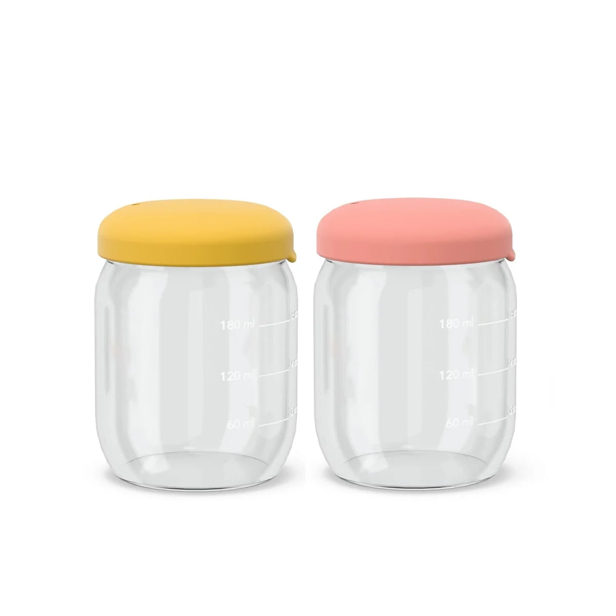 Matförvaringsburk i borosilikatglas 180 ml - Korall / Mimosa