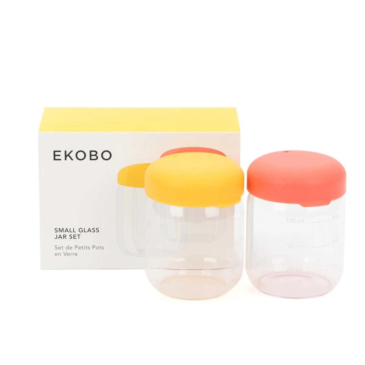 Matförvaringsburk i borosilikatglas 180 ml - Korall / Mimosa