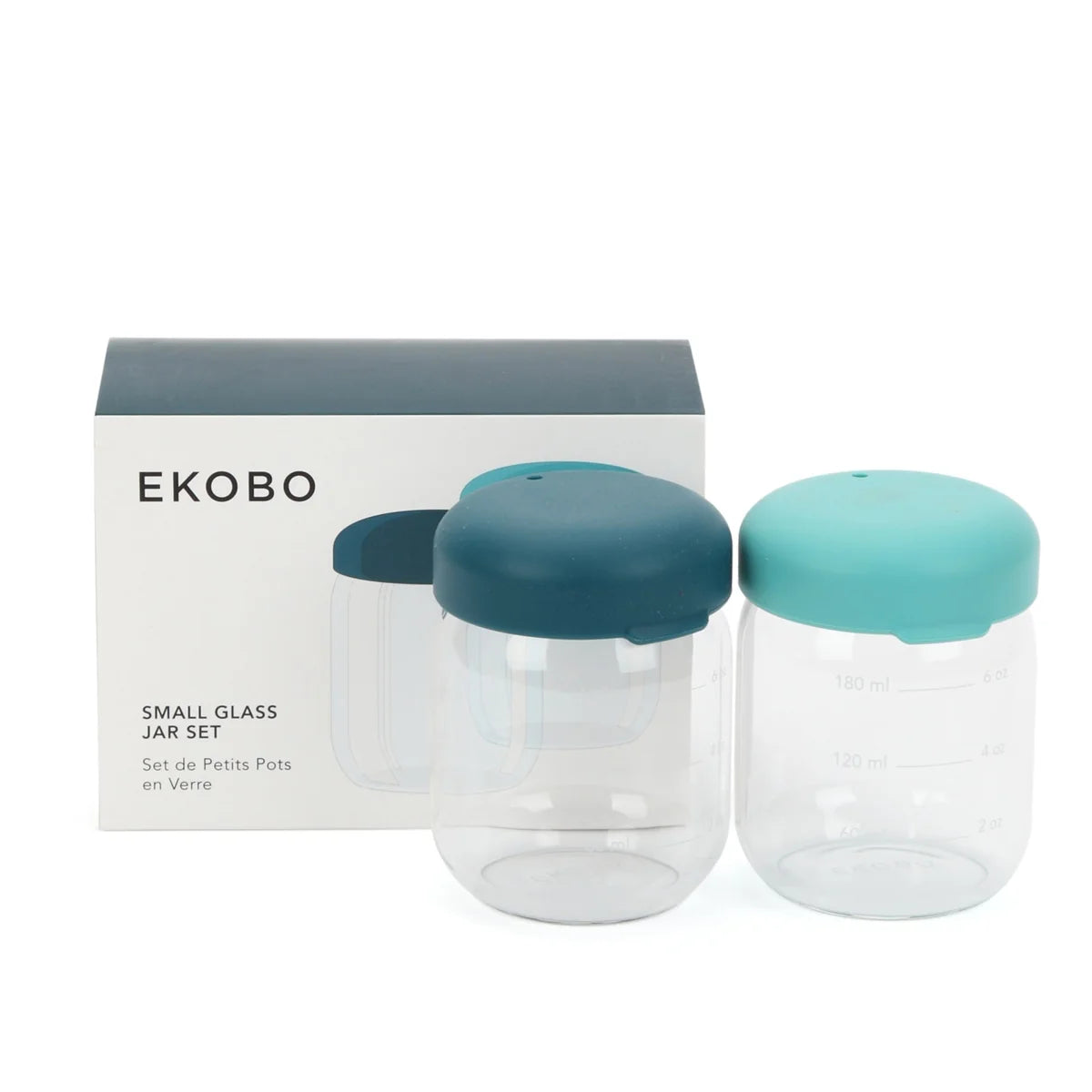 Matförvaringsburk i borosilikatglas 180 ml - Blå Avgrund / Lagun