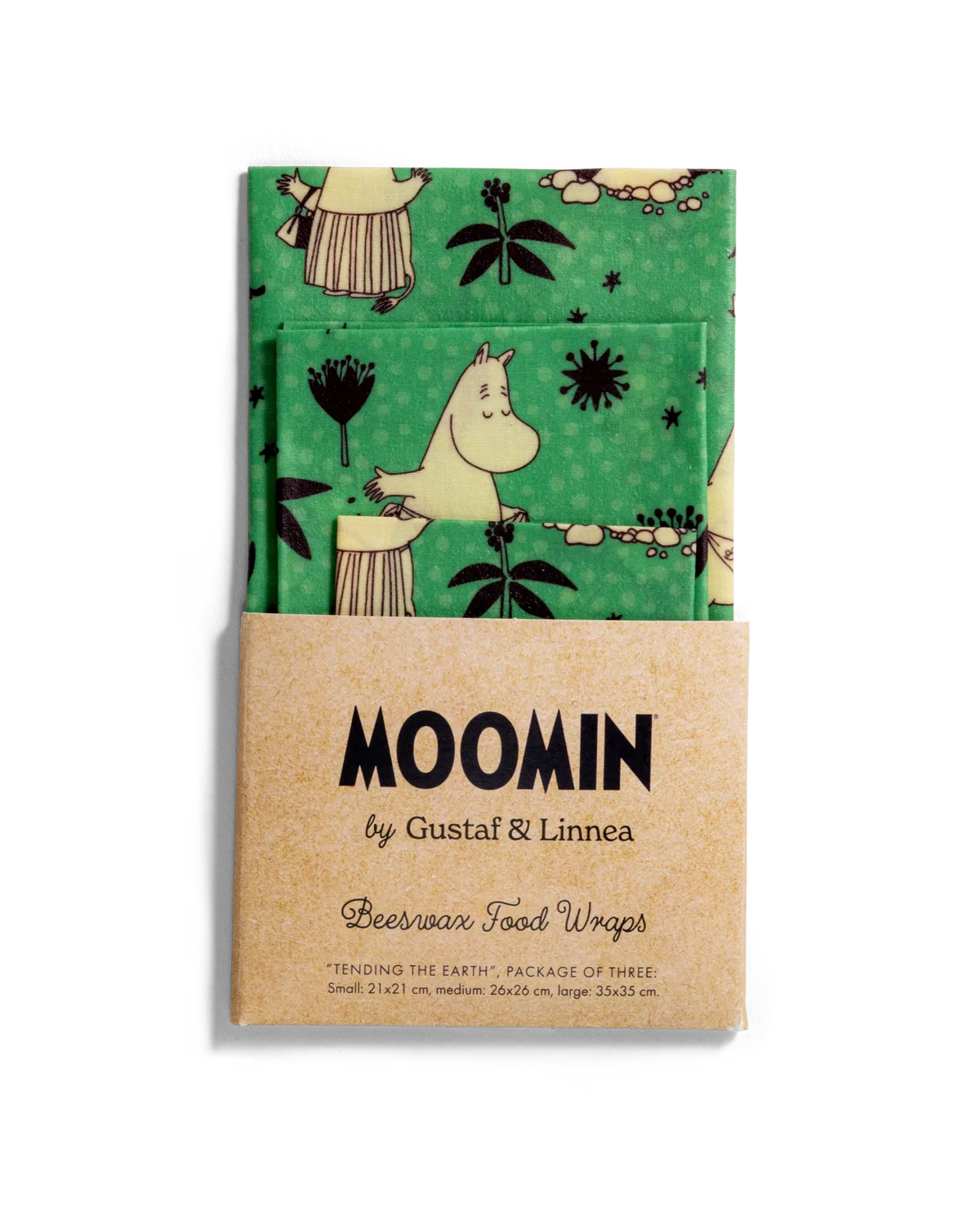 Mumin - Bivaxdukar "Tending the earth"-Förvara mat naturligt, plastfritt och hållbart i vardagen