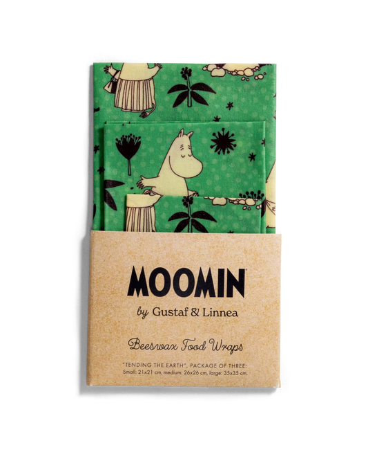 Mumin - Bivaxdukar "Tending the earth"-Förvara mat naturligt, plastfritt och hållbart i vardagen